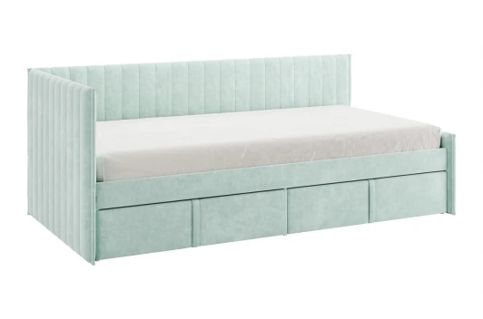 171564.2764 Кровать с ящиками Твикс (Тахта) 90х200 см Mebelson (ДСП,Велюр/Зеленый) арт.171564,2764