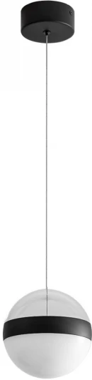 5075/12L Подвесной светильник Odeon Light Roni 5075/12L черный/прозрачн./молочный/металл/акрил LED 12W 4000K 600лм (220V, на проводе, шар)