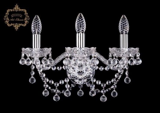 10.26.3.165.Cr.B Бра Art Classic 10.26 10.26.3.165.Cr.B (220V, хрусталь, подвески, подсвечник, свеча)