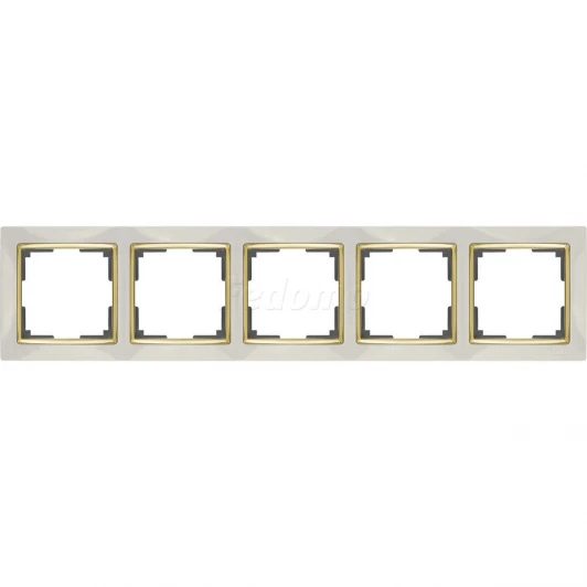 WL03-Frame-05-ivory-GD Рамка на 5 постов Werkel Snabb, слоновая кость с золотом