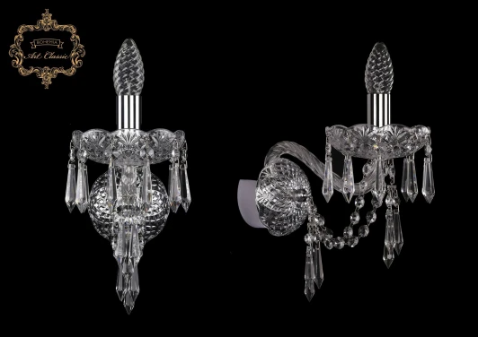 10.23.1.165.XL.Cr.Dr Бра Art Classic 10.23 10.23.1.165.XL.Cr.Dr (220V, хрусталь, подвески, подсвечник, свеча)