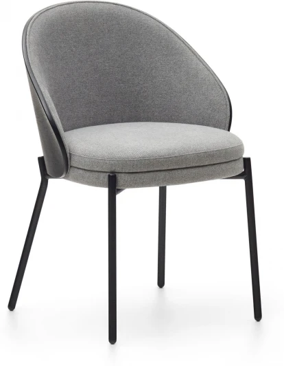 150951 Стул Eamy светло-серый из шпона ясеня с черной отделкой La Forma (ex Julia Grup) арт.150951