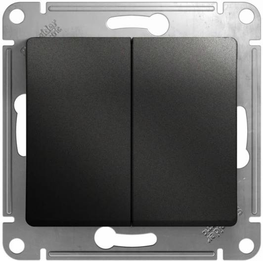 GSL000751 Выключатель встраиваемый двухклавишный (антрацит) Systeme Electric Glossa GSL000751