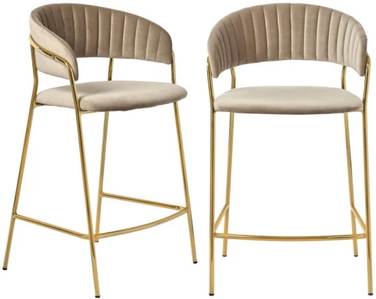 FR 0559P Комплект из 2-х стульев Bradexhome полубарных Turin латте с золотыми ножками