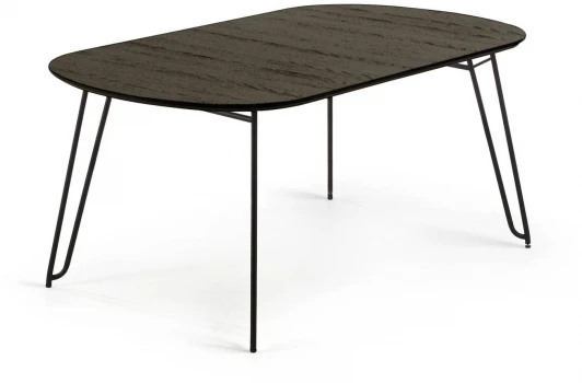069513 Стол обеденный La Forma (ex Julia Grup) Milian (Черный/ Сталь,Дерево,Металл,Обработанная древесина)