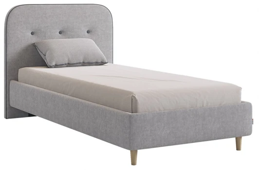 KM0.9-19.2350 Кровать с основанием Лео 90х200 см Mebelson (ЛДСП,Ткань,Велюр/Серый,Графит) арт.KM0.9-19.2350