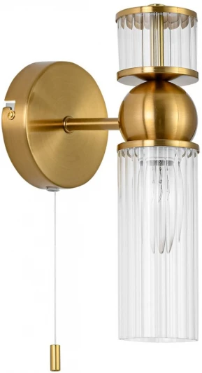8276/1W Бра с выключателем сонетка Lumion Denver 8276/1W латунь/прозрачный, металл/стекло Е14 1*40W 220V