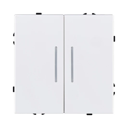 EC-010WH Выключатель 2-клавишный 10А/250В с LED подсветкой, белый матовый Kollinger Eclipse EC-010WH