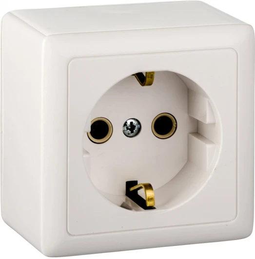 RA16-133I-B Розетка накладная с заземлением (белый) Systeme Electric HIT RA16-133I-B