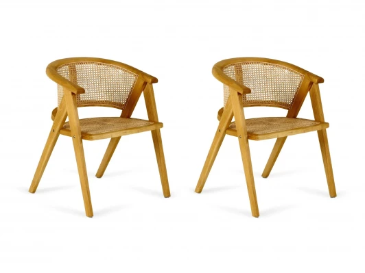 966319 Комплект стульев Teve 2 шт. ОГОГО Обстановочка! 966319 (Массив,Дерево,Ротанг/Бежевый)