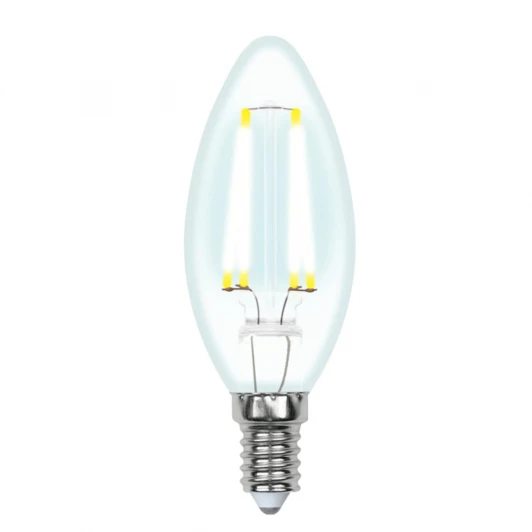 LED-C35-9W/4000K/E14/CL PLS02WH картон Лампочка светодиодная свеча прозрачная E14 9W 4000K Uniel LED-C35-9W/4000K/E14/CL PLS02WH