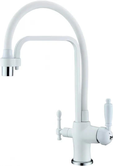 ZR 342-8 YF WHITE Смеситель Zorg Sanitary ZR 342-8 YF White для кухонной мойки