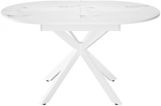 00-00061921, 00-00061848 Стол MB130 белый/стекло белый мрамор сатин optiwhite/опоры MB белые Dikline 00-00061921, 00-00061848