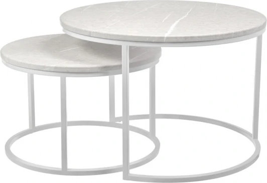 RF 0611 Набор кофейных столиков Bradex Home Tango бежевый мрамор с белыми ножками, 2шт (RF 0611)