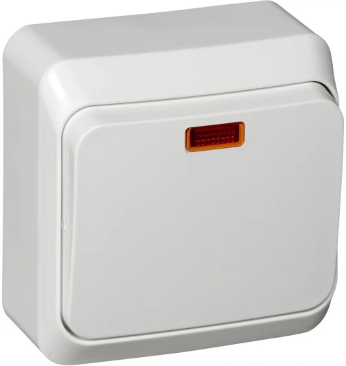 BA10-007B Выключатель накладной одноклавишный с подсветкой (белый) Systeme Electric BA10-007B