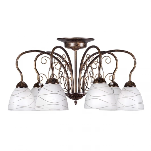 S9114-6 Люстра потолочная Day&Night, 6 плафонов, черный с золотом, белым и прозрачным