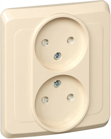 PC16-006K Розетка встраиваемая двойная без заземления со шторками (кремовый) Systeme Electric Этюд PC16-006K