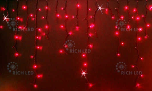 RL-i3*0.9F-B/R Гирлянда светодиодная Бахрома красная с мерцанием 220B, 144 LED, провод черный, IP54 RL-i3*0.9F-B/R Rich LED