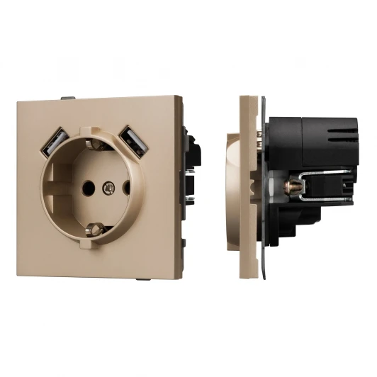 054085 Механизм розетки с USB зарядкой SCT-TENDO-MUAA-PL-GD (230V, 16A) (Arlight, Песочный) 054085