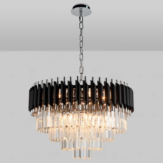 DARIAN 76017/10C CHROME BLACK Подвесная люстра хрустальная Natali Kovaltseva DARIAN 76017/10C CHROME BLACK 8 x E14, 40W, CHROME BLACK