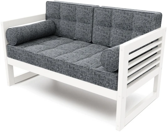 21881 Диван Arsko прямой Сега М белая эмаль рогожка графитовая