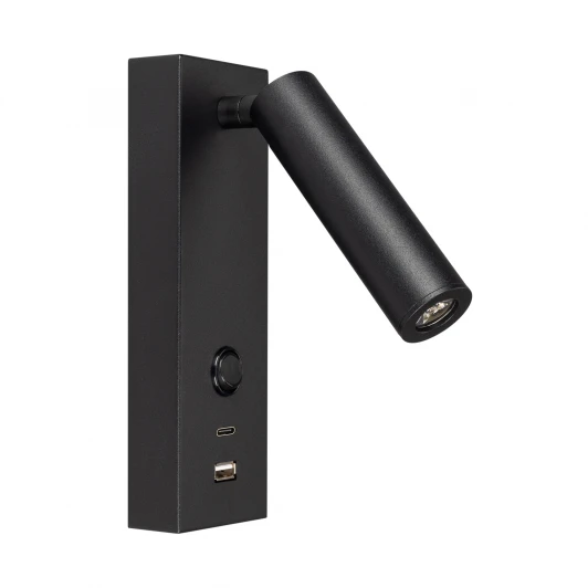 029629(1) Спот SP-BED-CHARGE-S60x125-3W Warm3000 (BK, 20 deg, 230V, USB-A, USB-C) (Arlight, IP20 Металл) 029629(1) (LED, выключатель)