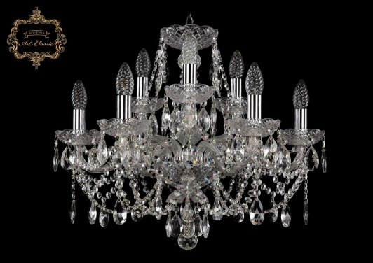 11.21.6+3.200.Cr.Sp Подвесная люстра Art Classic 11.21 11.21.6+3.200.Cr.Sp (220V, хрусталь, на цепи, подсвечник, свеча)