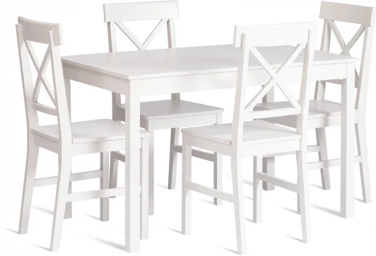 21334 Обеденный комплект Хадсон (стол + 4 стула)/ Hudson Dining Set (mod.0102) (МДФ /Белый)