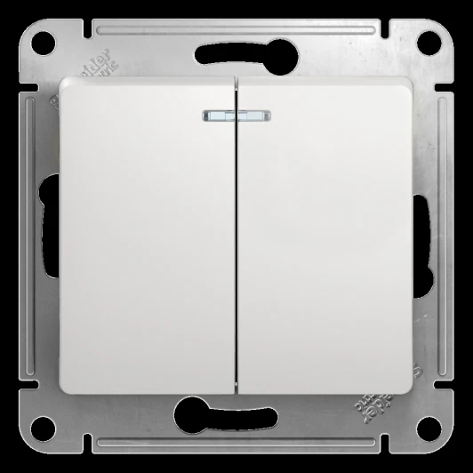 GSL000153 Выключатель встраиваемый двухклавишный с подсветкой (белый) Systeme Electric GSL000153