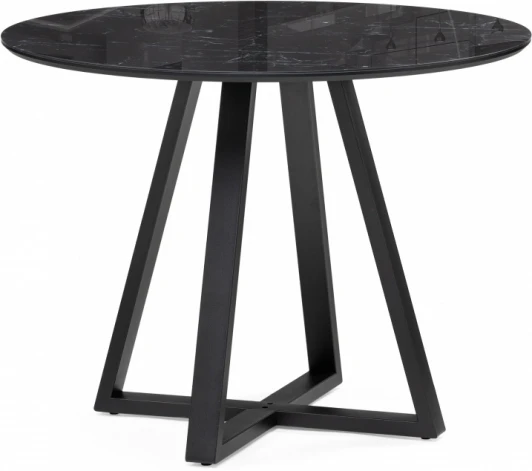 588038 Стеклянный стол Норфолк 100 (Норфолк 100х78 черный мрамор / черный) Woodville арт.588038