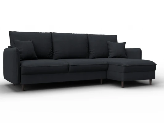 129635 Диван угловой Лига-064 НПБ угол универсальный (ДСП/Дерево/Замша/Темно-серый) Лига Диванов 129635