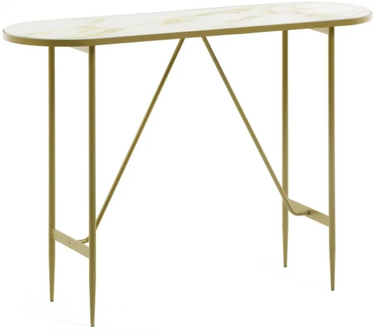 071086 Консольный стол La Forma (ex Julia Grup) Elisenda (Золотой,Белый/ Сталь,Стекло,Металл)