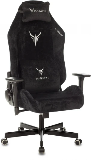 KNIGHT N1 BLACK Кресло игровое Knight N1 Fabric черный Light-20 с подголов. крестовина металл