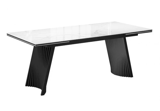 00-00075518 Стол DikLine KD180 керамика мрамор белый C39 глянец/опоры черные (2 уп) 00-00075518