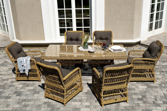 TSL6T-7-SET "Цесена" обеденная группа плетеная из искусственного ротанга, цвет соломенный 4SIS арт.УТ-00008187