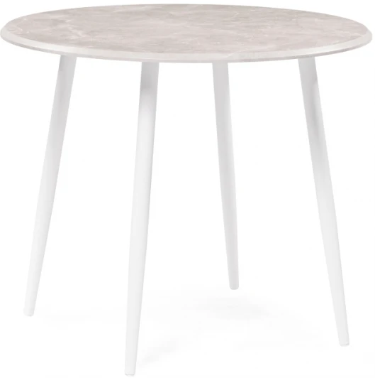 507216 Деревянный стол Woodville Абилин 90х76 мрамор светло-серый / белый матовый 507216