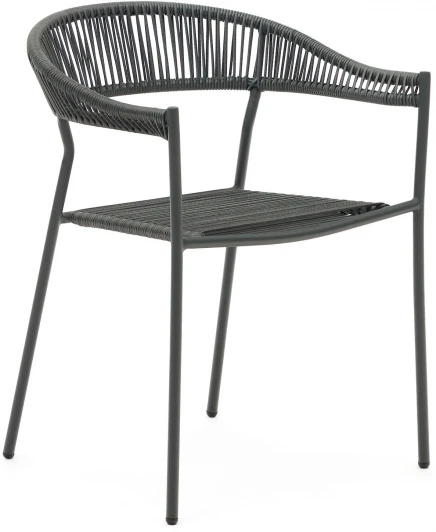 157017 Futadera Садовый стул из серого шнура и серой стали La Forma (ex Julia Grup) арт.157017