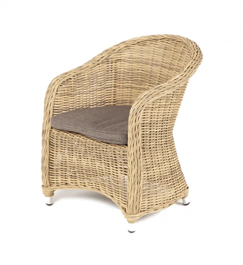 YH-C1103W Плетеное кресло из искусственного ротанга, цвет соломенный с серой подушкой 4SIS Равенна YH-C1103W