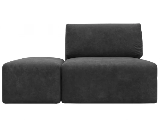 129603 Модули диван и пуф Лига-060 НПБ (ЛДСП,Брус,Фанера,Велюр/Темно-серый) Лига Диванов 129603