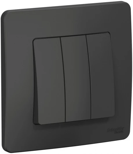 BLNVS100506 Выключатель встраиваемый трехклавишный (антрацит) Systeme Electric Blanca BLNVS100506