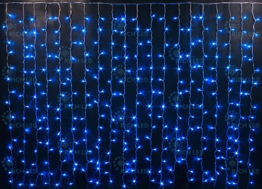 RL-CS2*1.5-B/B Гирлянда светодиодная Занавес синяя 220B, 300 LED, провод черный, IP54 RL-CS2*1.5-B/B Rich LED