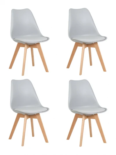 LMZL-PP635-N_LB-TR_P-GR-01 Набор 4 шт стул обеденный DOBRIN JERRY SOFT (ножки светлый бук, цвет сиденья светло-серый (GR-01))