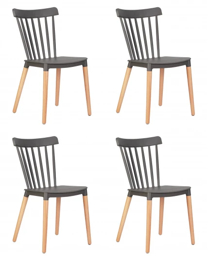 LMZL-PP687-N_LB-TR_P-GR-04 Набор 4 шт стул обеденный DOBRIN THEO (ножки светлый бук, цвет темно-серый (GR-04))