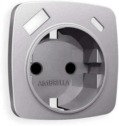 OP5100 Лицевая панель Ambrella Volt OMEGA (Сталь матовый) для электрической розетки с заземлением со шторками 2USB A+C QUANT OP5100