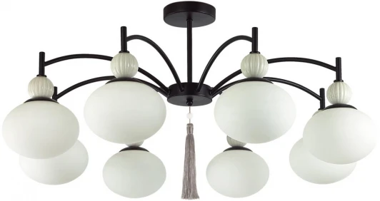 8273/8C Потолочная люстра на штанге Lumion Gloriya 8273/8C черный/серый/белый, металл/керамика/стекло Е14 8*40W 220V (шарики)