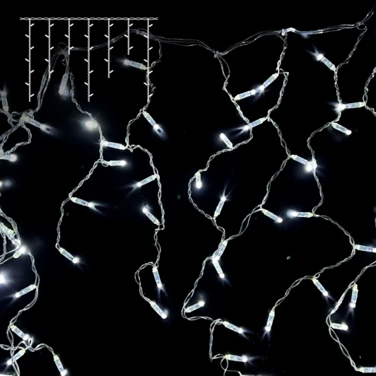 PIL180CAP-10-2W Гирлянда Бахрома с Колпачком 3,2 x 0,9 м Белая 220В, 180 LED, Провод Прозрачный ПВХ, IP65