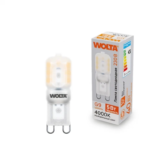 WSTD-JCD-5W4KG9-P Светодиодная лампа 5Вт 4000K G9 Wolta WSTD-JCD-5W4KG9-P