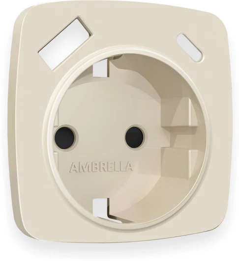 OP3300 Лицевая панель Ambrella Volt OMEGA (Бежевый матовый) для электрической розетки с/з со шторками 2USB A+C QUANT OP3300