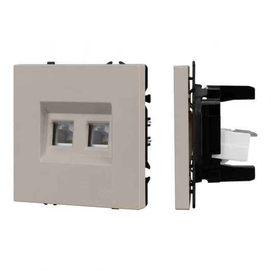 059450 Механизм сдвоенной компьютерной розетки SCT-NOBE-MPC2-SFPL-CA (RJ-45, CAT6) (Arlight, Кашемир) 059450