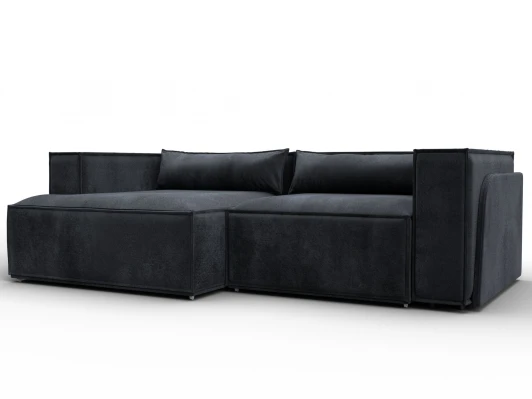 131153L Диван угловой Лига-061 угол левый (ДСП,Брус,Фанера,Велюр/Темно-серый) Лига Диванов 131153L